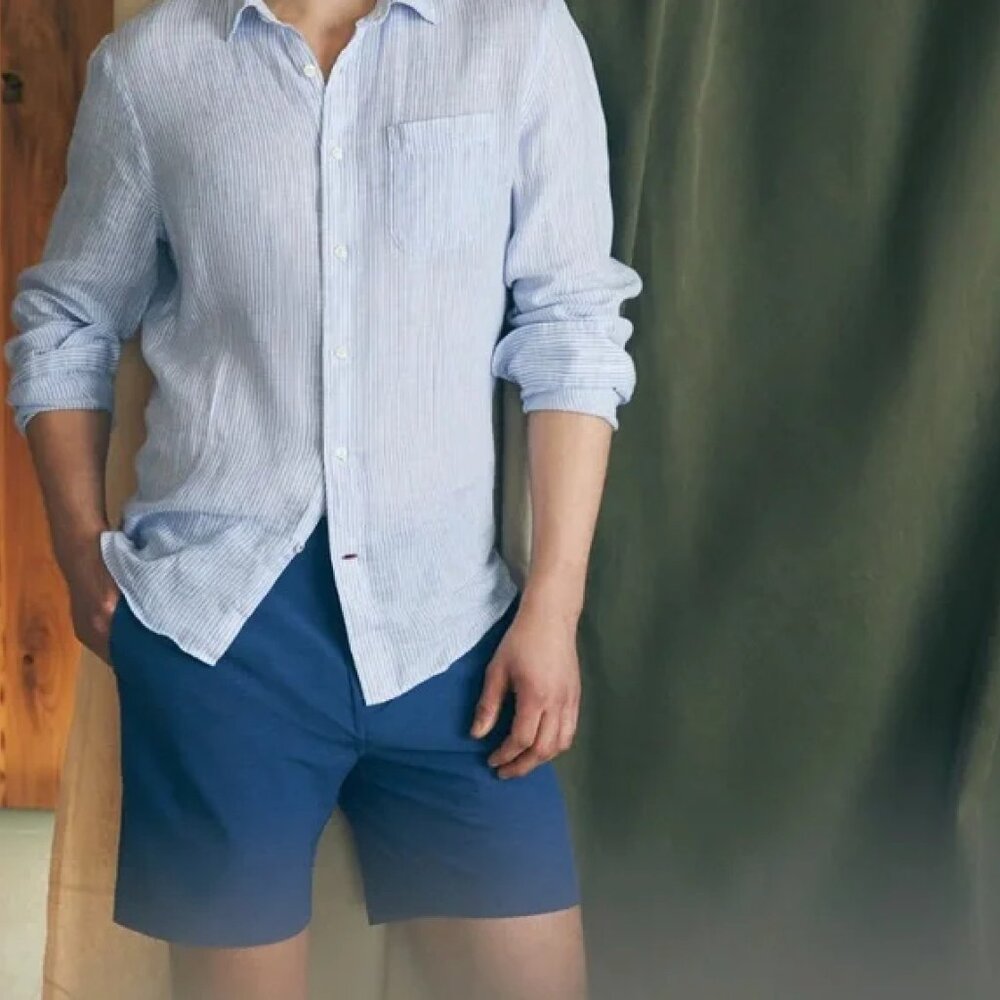 Faherty All Day Shorts Mens Size 34  Hybrid Quick Dry Stretch 9" Inseam Blue